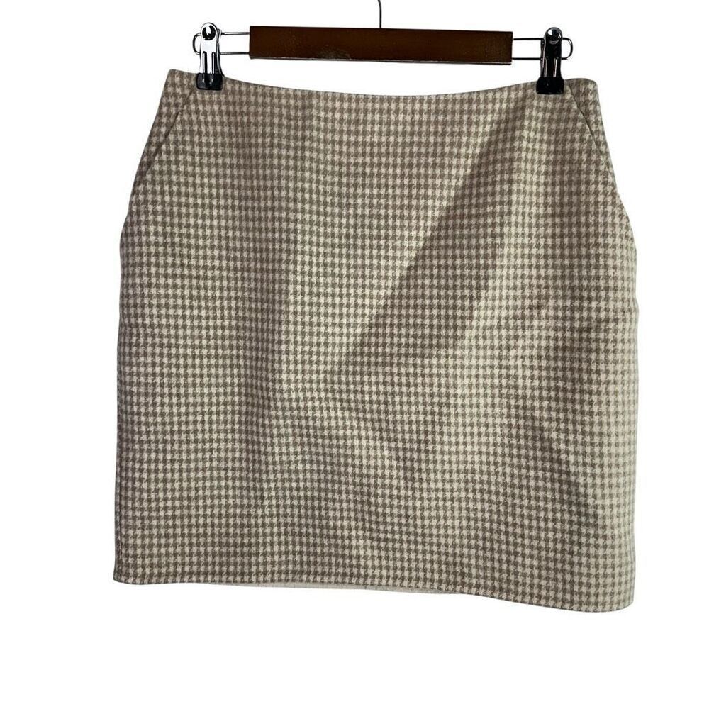 Theory Women’s size 8 Mini Pencil Skirt in Wool-Cashmere L101303R Beige Multi